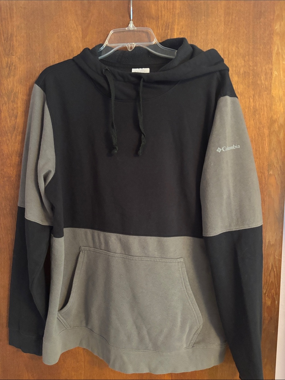 Columbia Black and Gray Colorblock Hooded Pullover